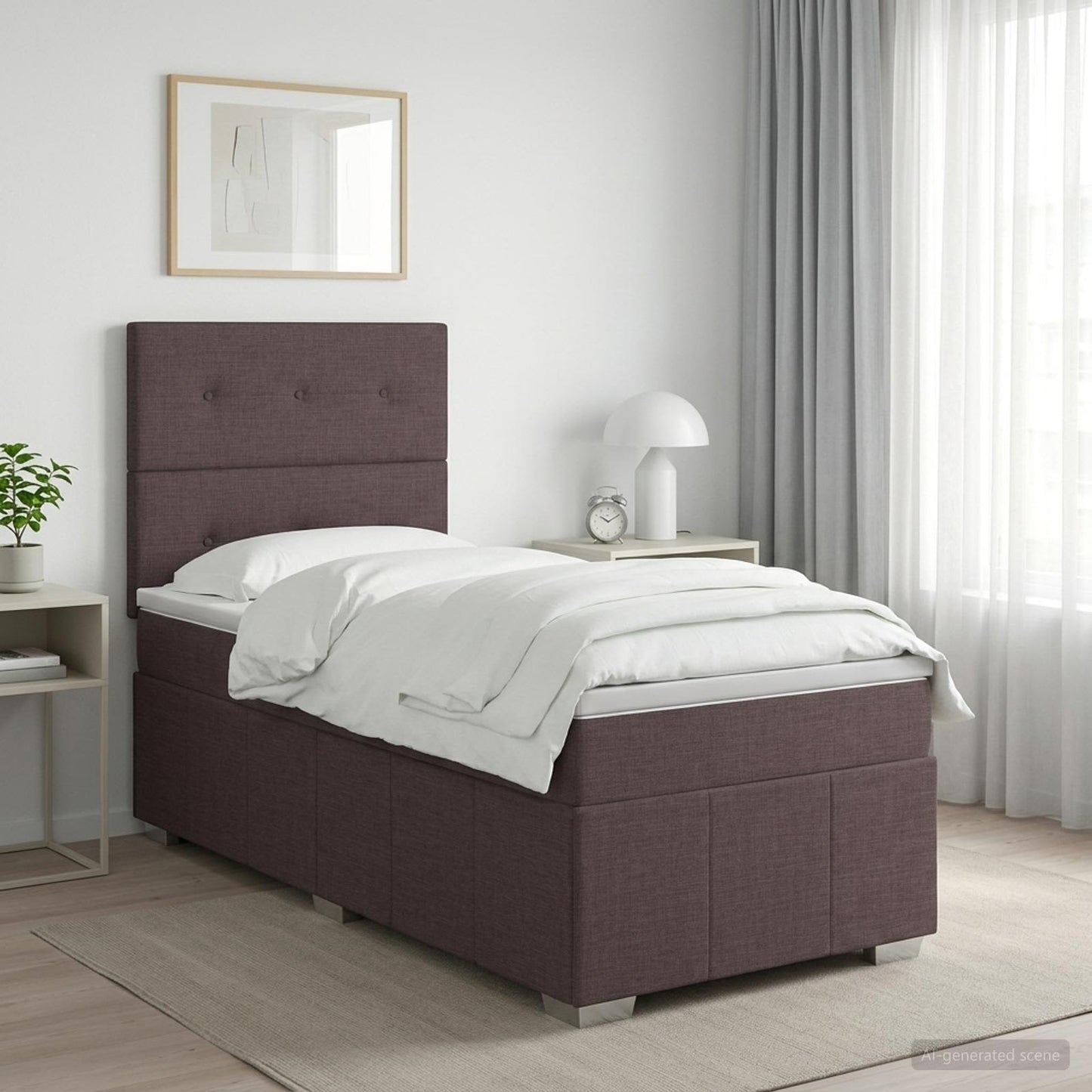 vidaXL Κρεβάτι box spring με στρώμα Σκούρο Καφέ 100 x 200 cm Ύφασμα