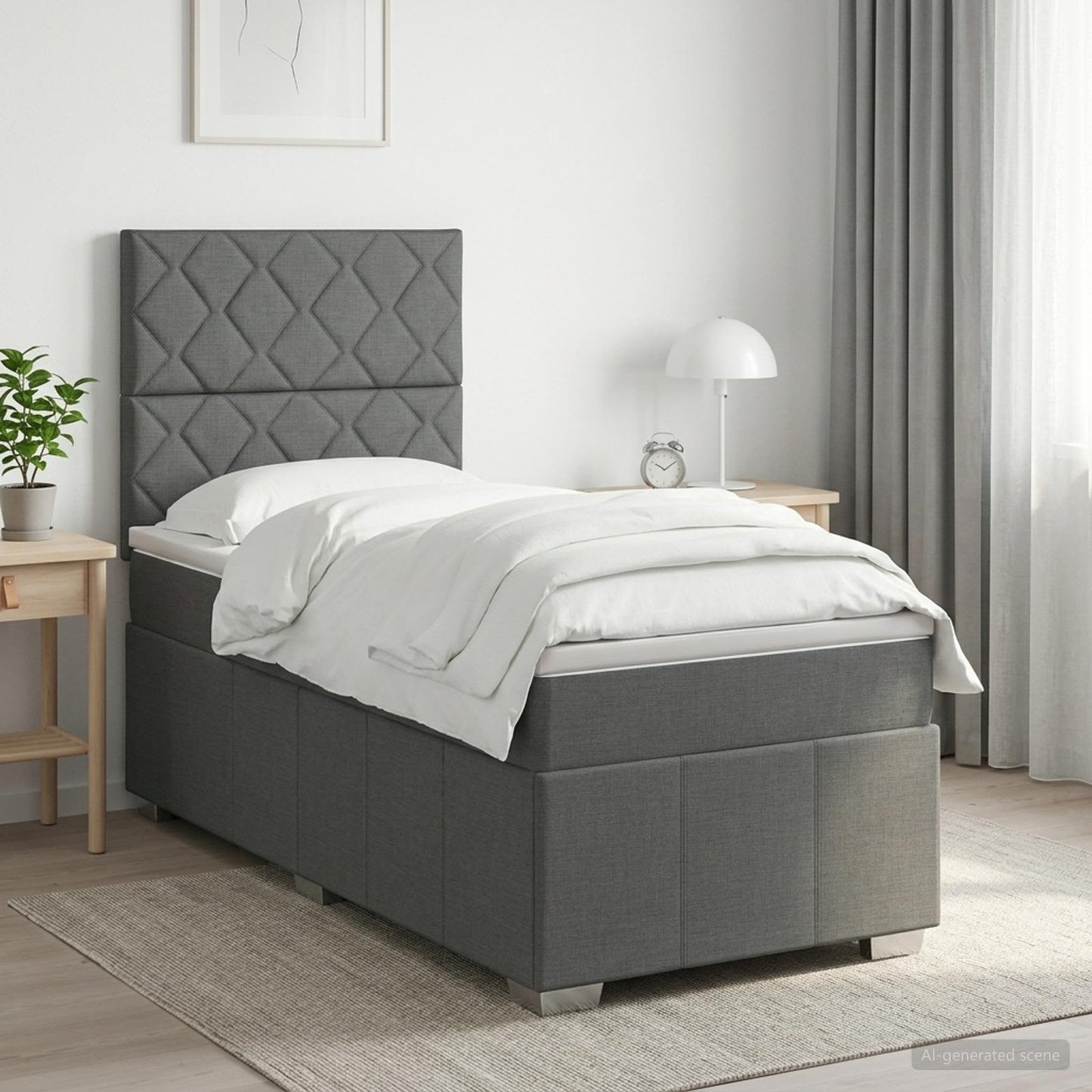 vidaXL Κρεβάτι box spring με στρώμα Σκούρο Γκρι 80 x 200 cm Ύφασμα