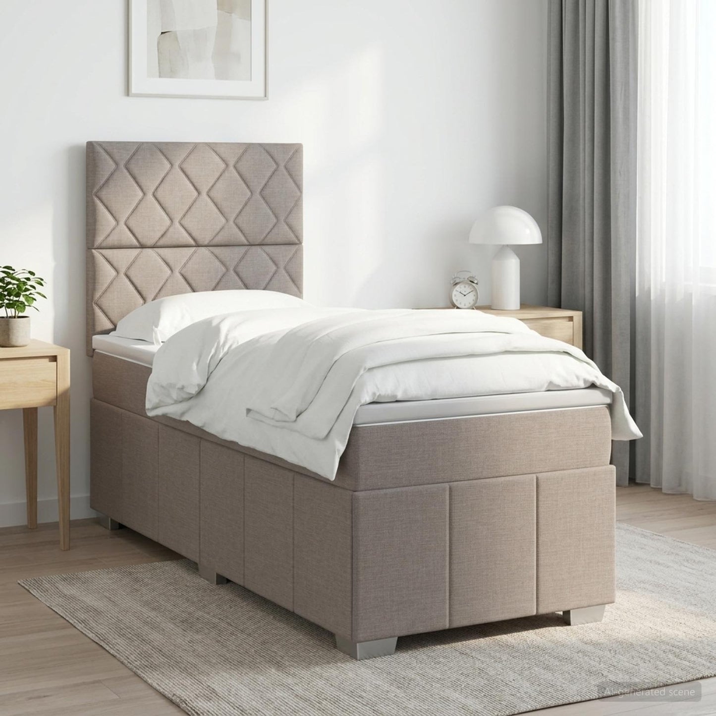 vidaXL Κρεβάτι box spring με στρώμα Taupe 100 x 200 cm Ύφασμα