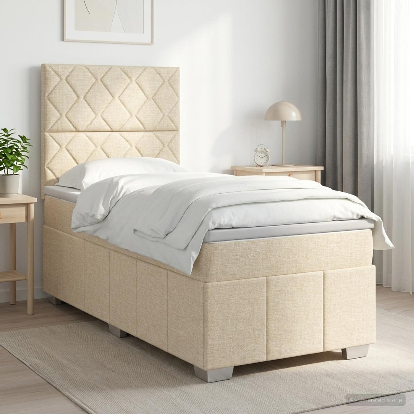 vidaXL Κρεβάτι box spring με στρώμα Κρεμ 80 x 200 cm Ύφασμα