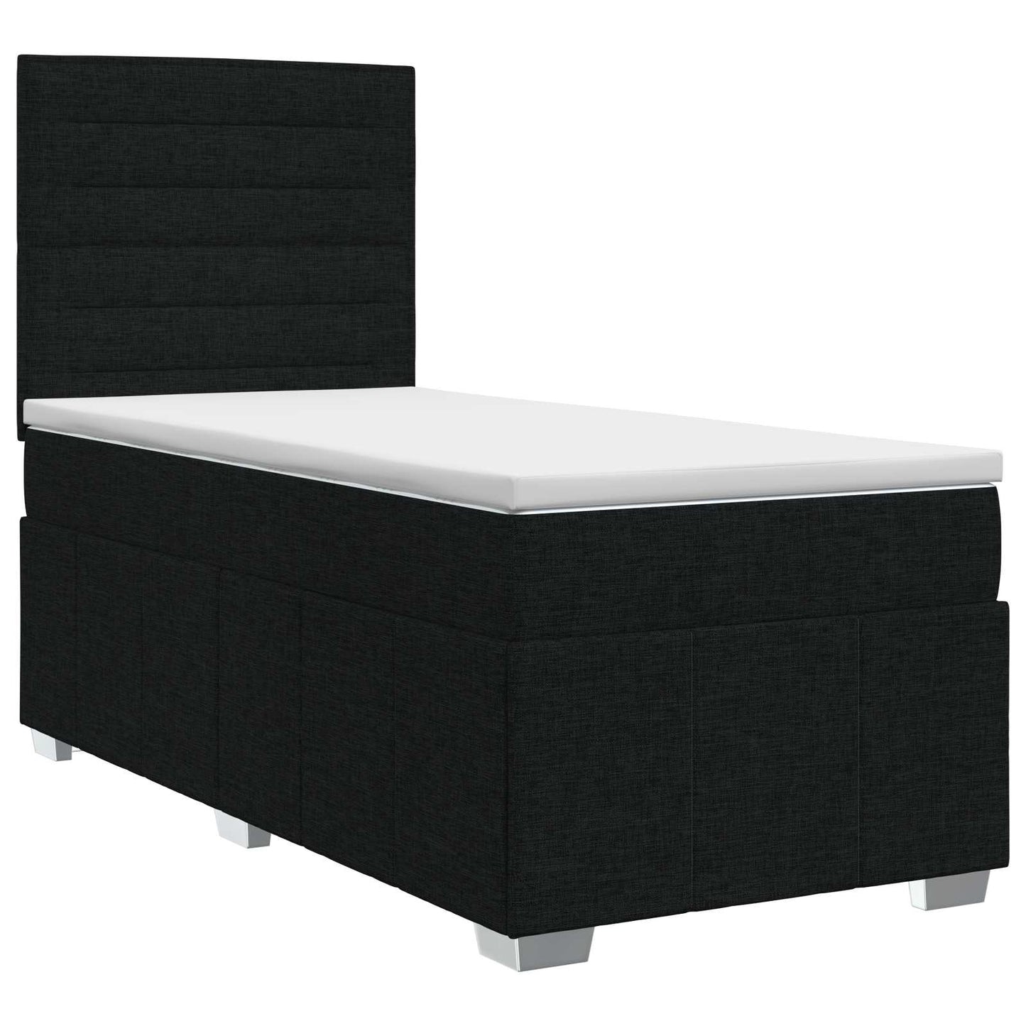 vidaXL Κρεβάτι box spring με στρώμα Μαύρο 90 x 200 cm Ύφασμα