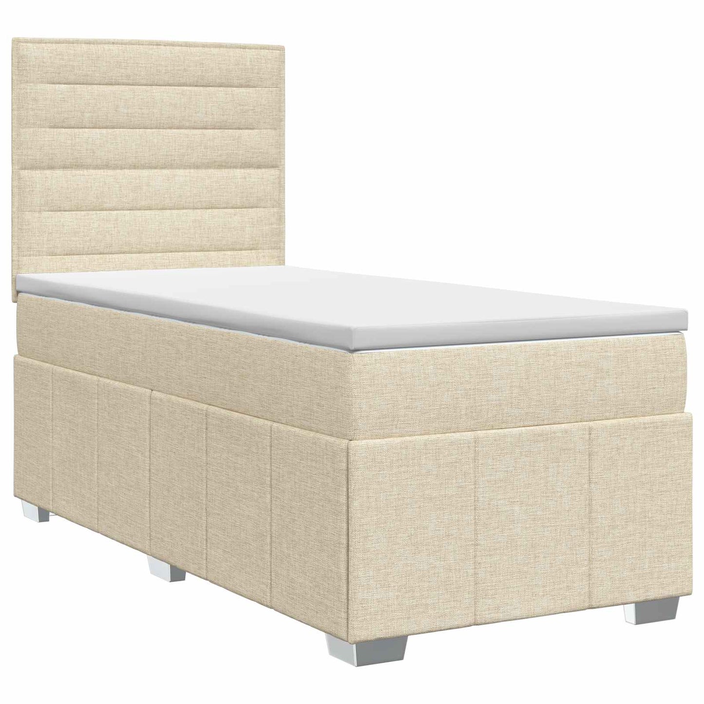 vidaXL Κρεβάτι box spring με στρώμα Κρεμ 90 x 200 cm Ύφασμα
