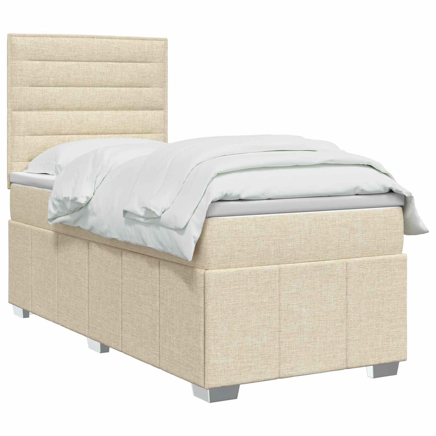 vidaXL Κρεβάτι box spring με στρώμα Κρεμ 90 x 200 cm Ύφασμα