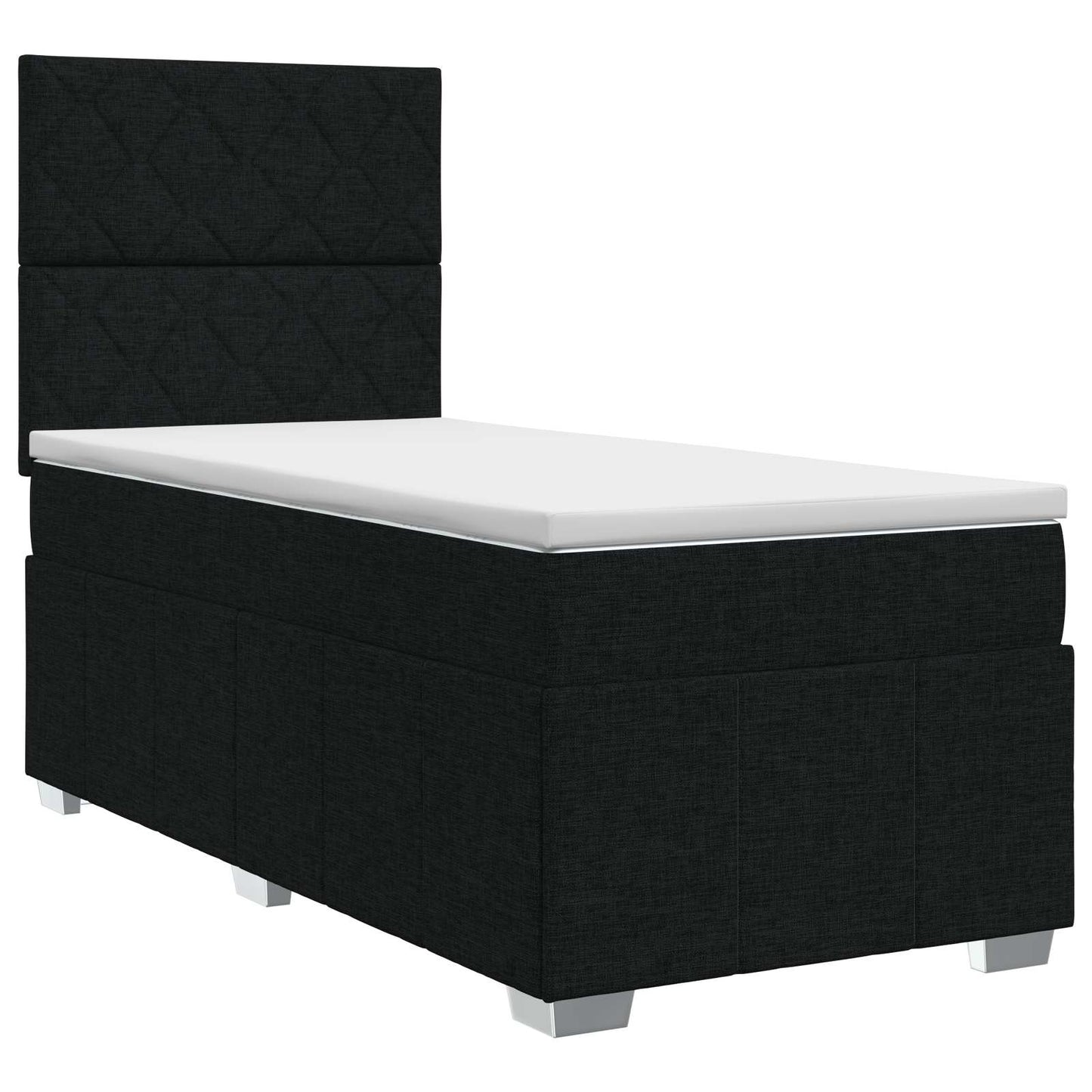 vidaXL Κρεβάτι box spring με στρώμα Μαύρο 90 x 200 cm Ύφασμα