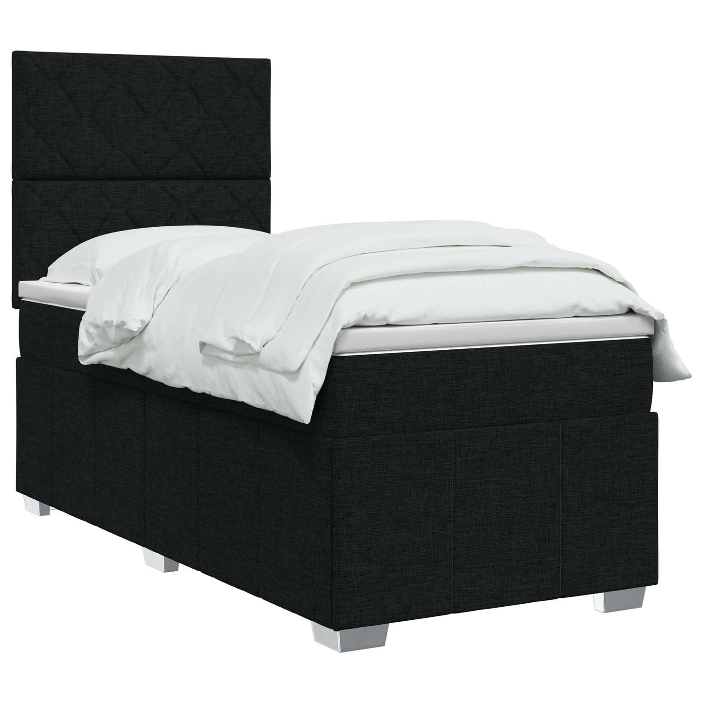 vidaXL Κρεβάτι box spring με στρώμα Μαύρο 90 x 200 cm Ύφασμα