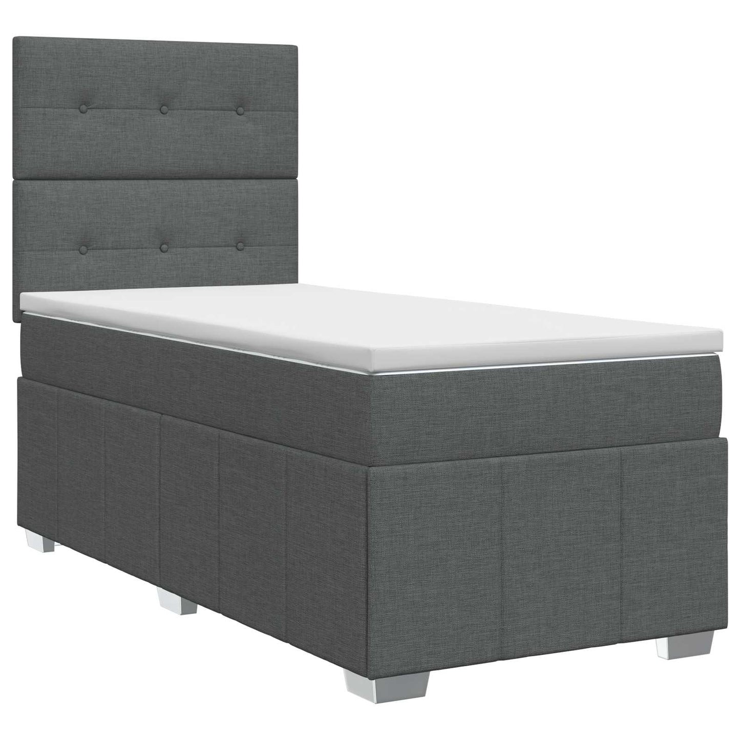 vidaXL Κρεβάτι box spring με στρώμα Σκούρο Γκρι 100 x 200 cm Ύφασμα