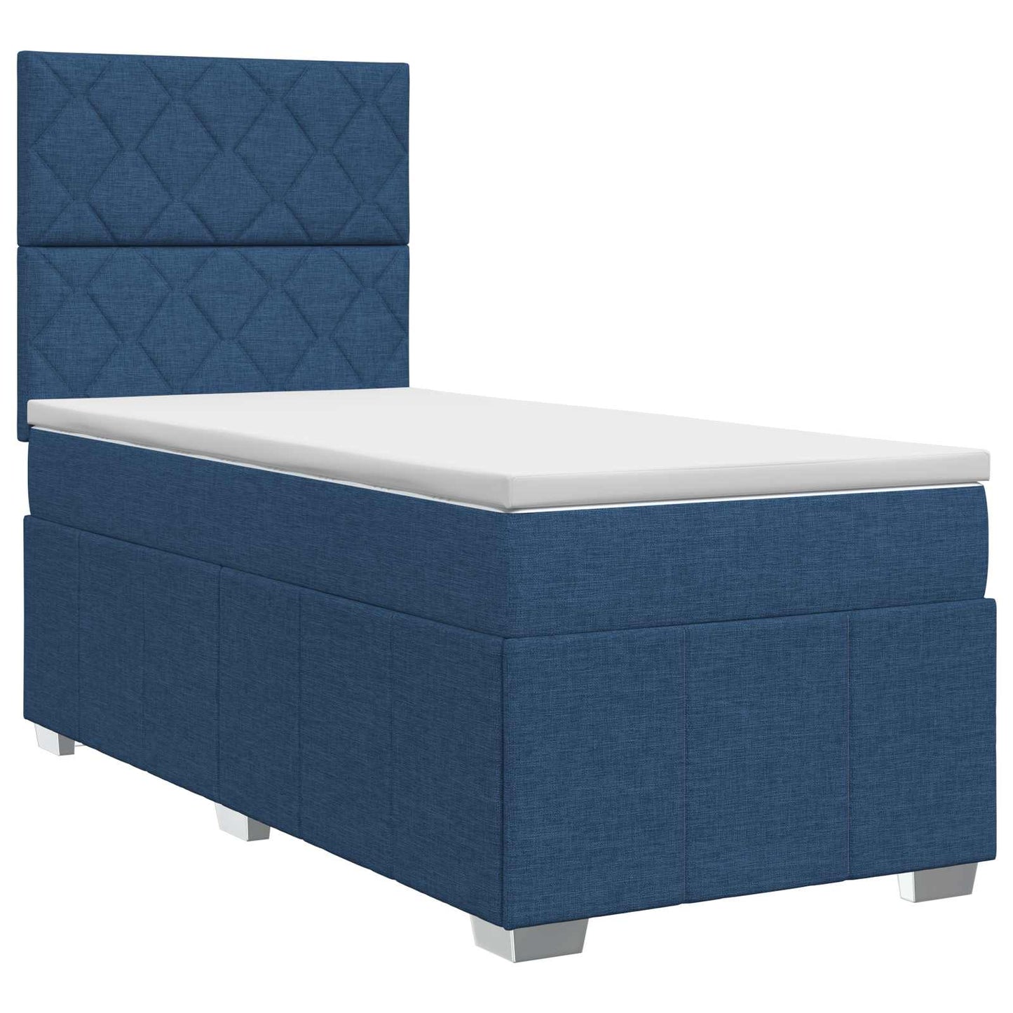 vidaXL Κρεβάτι box spring με στρώμα Μπλε 100 x 200 cm Ύφασμα
