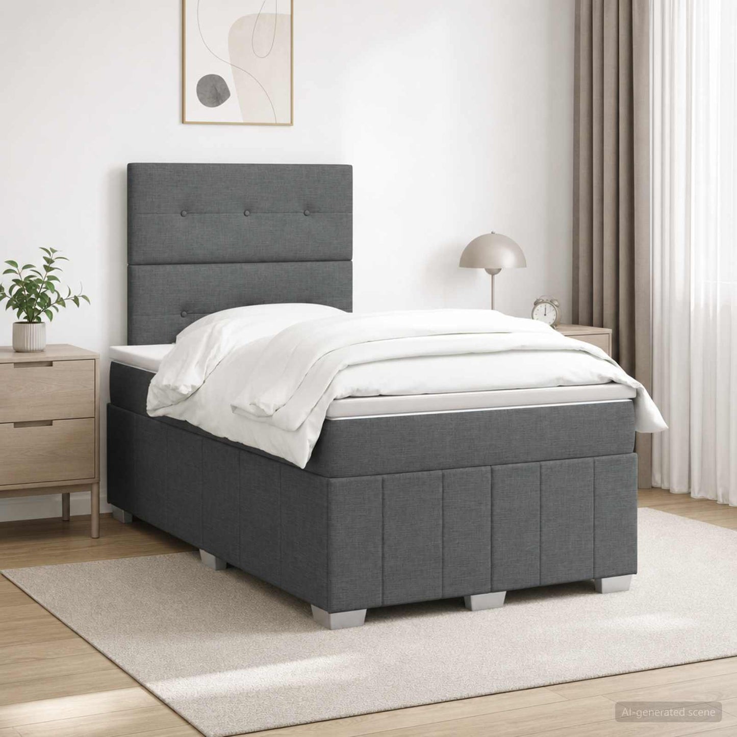 vidaXL Κρεβάτι box spring με στρώμα Σκούρο Γκρι 120 x 190 cm Ύφασμα