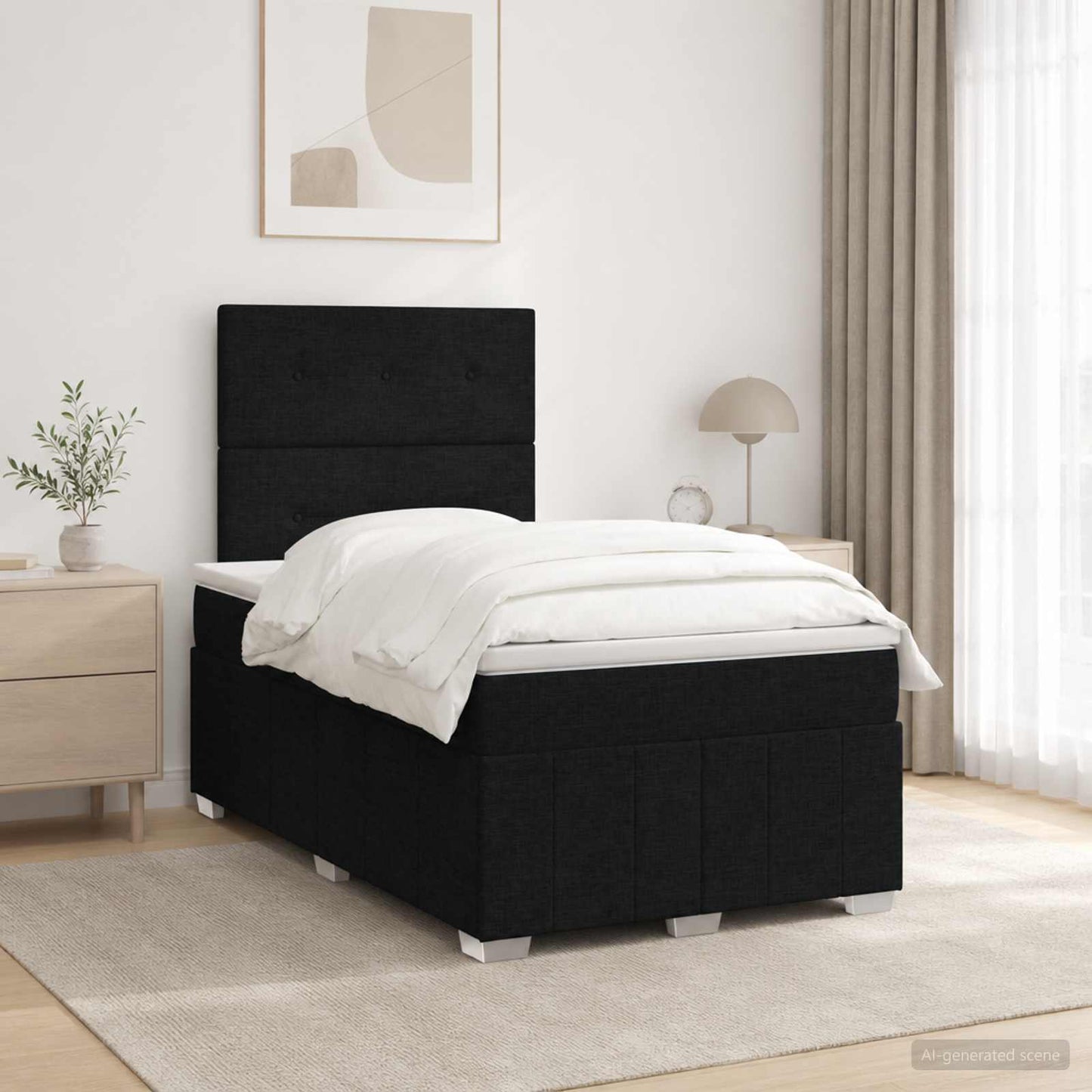 vidaXL Κρεβάτι box spring με στρώμα Μαύρο 120 x 190 cm Ύφασμα