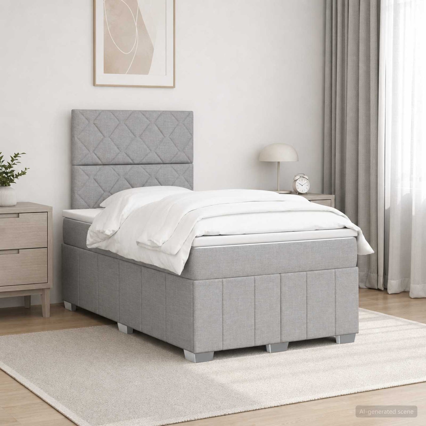 vidaXL Κρεβάτι box spring με στρώμα Ανοιχτό γκρι 120 x 190 cm Ύφασμα