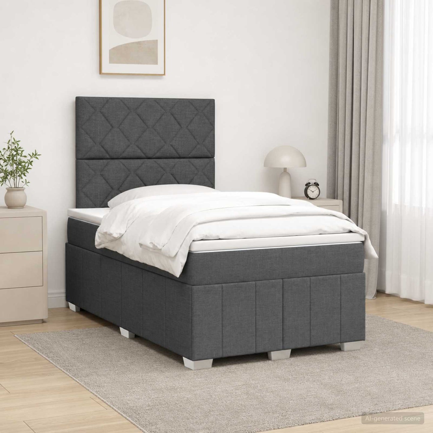 vidaXL Κρεβάτι box spring με στρώμα Σκούρο Γκρι 120 x 200 cm Ύφασμα