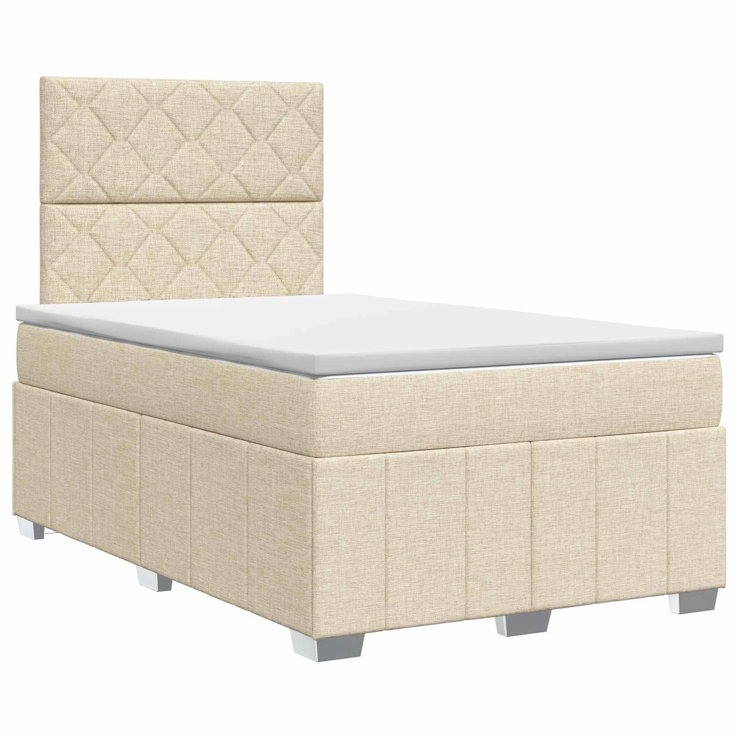 vidaXL Κρεβάτι box spring με στρώμα Κρεμ 120 x 200 cm Ύφασμα