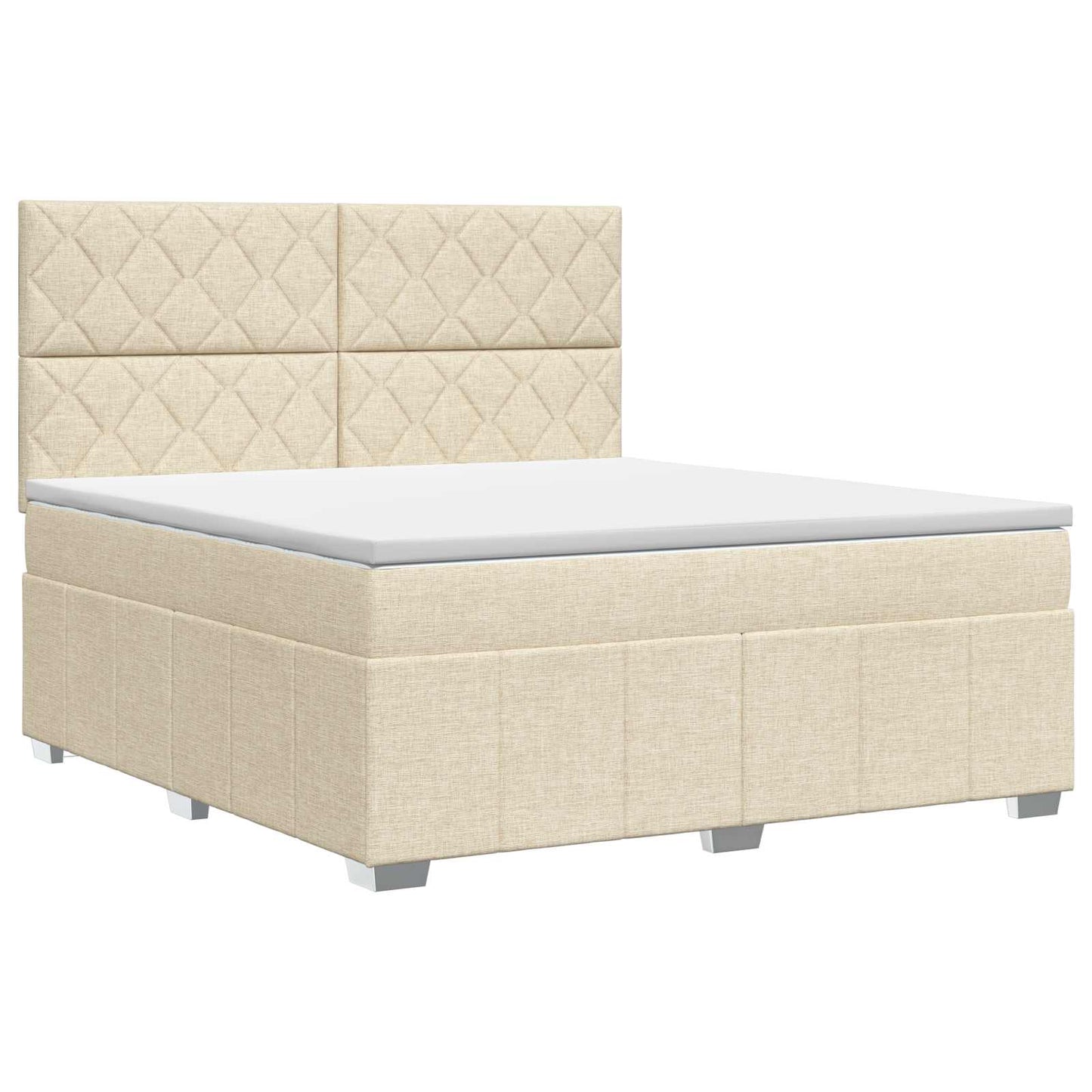 vidaXL Κρεβάτι box spring με στρώμα Κρεμ 140 x 190 cm Ύφασμα