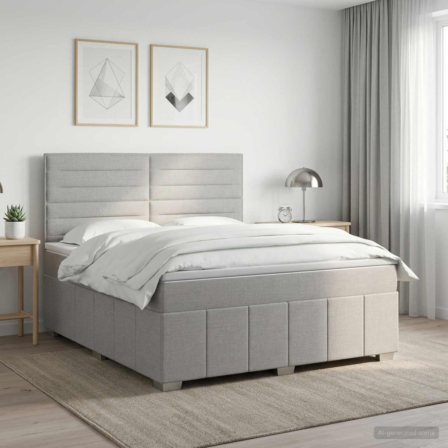 vidaXL Κρεβάτι box spring με στρώμα Ανοιχτό γκρι 140 x 200 cm Ύφασμα