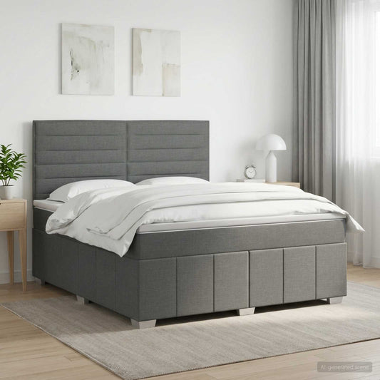 vidaXL Κρεβάτι box spring με στρώμα Σκούρο Γκρι 140 x 190 cm Ύφασμα