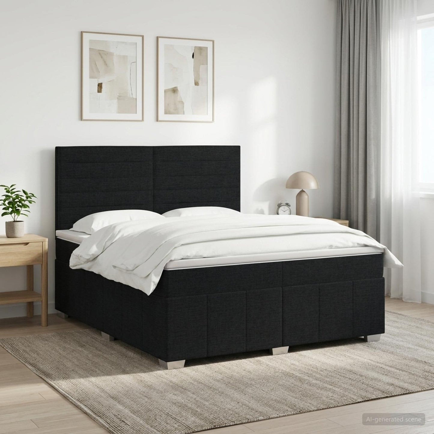 vidaXL Κρεβάτι box spring με στρώμα Μαύρο 160 x 200 cm Ύφασμα