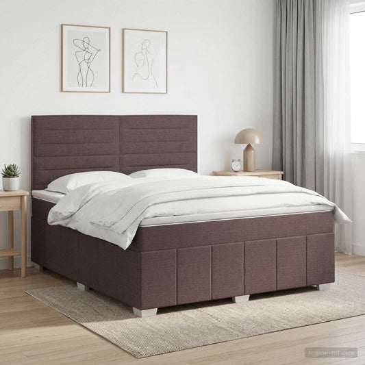 vidaXL Κρεβάτι box spring με στρώμα Σκούρο Καφέ 180 x 200 cm Ύφασμα