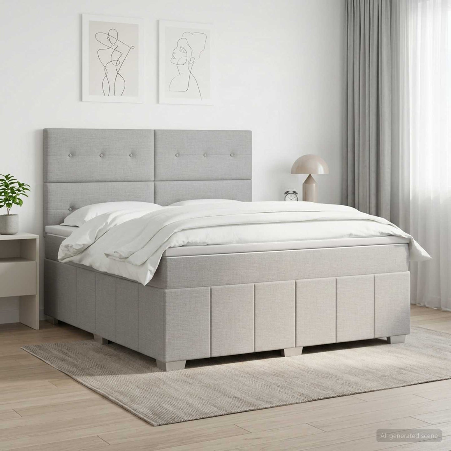 vidaXL Κρεβάτι box spring με στρώμα Ανοιχτό γκρι 180 x 200 cm Ύφασμα