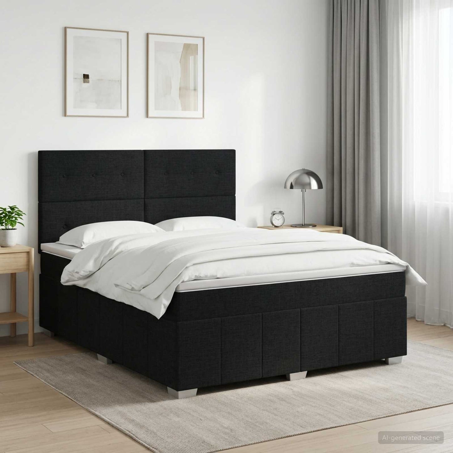 vidaXL Κρεβάτι box spring με στρώμα Μαύρο 180 x 200 cm Ύφασμα