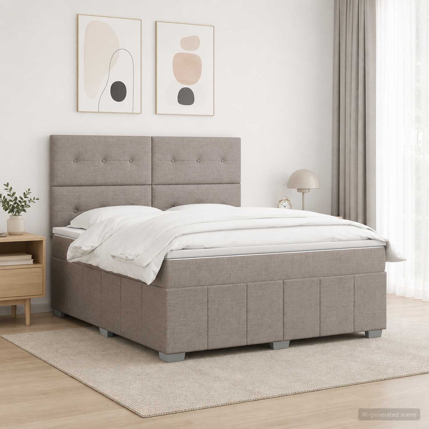 vidaXL Κρεβάτι box spring με στρώμα Taupe 140 x 190 cm Ύφασμα