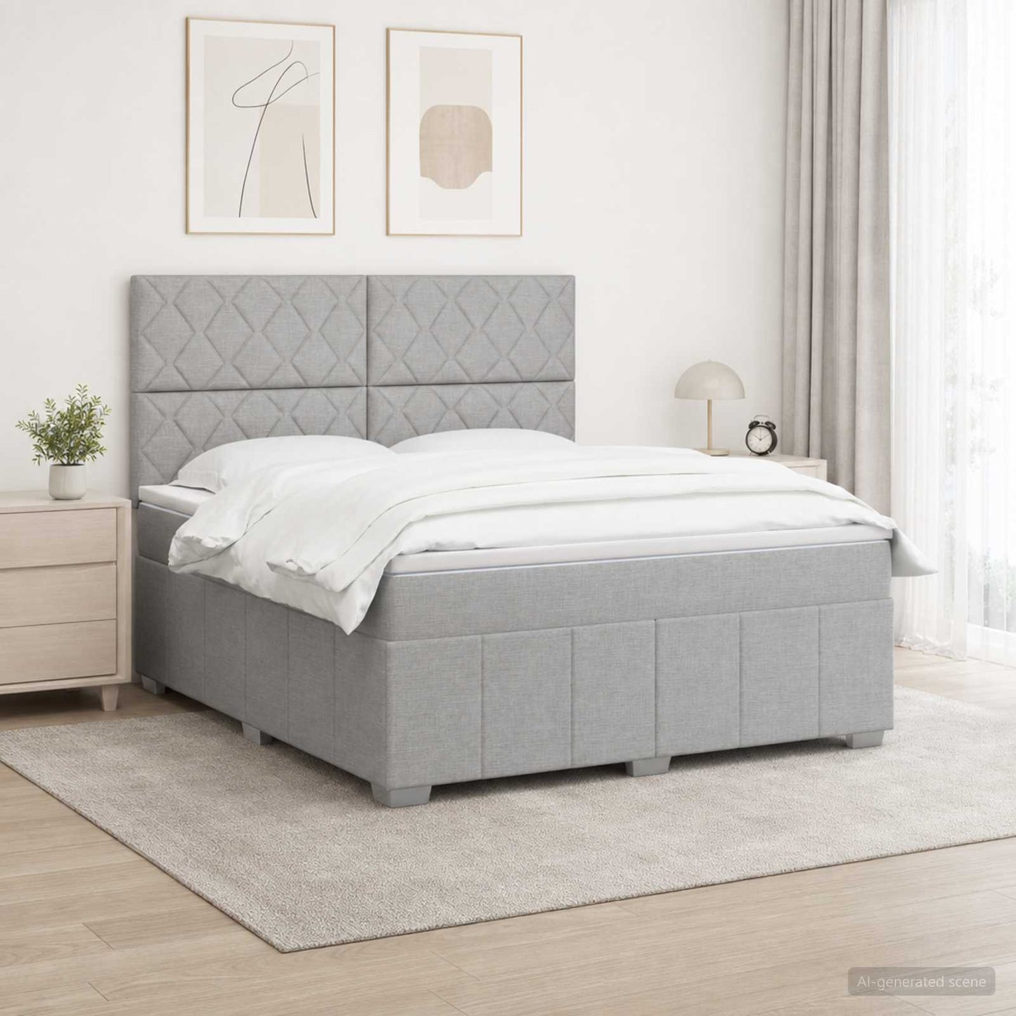 vidaXL Κρεβάτι box spring με στρώμα Ανοιχτό γκρι 140 x 190 cm Ύφασμα