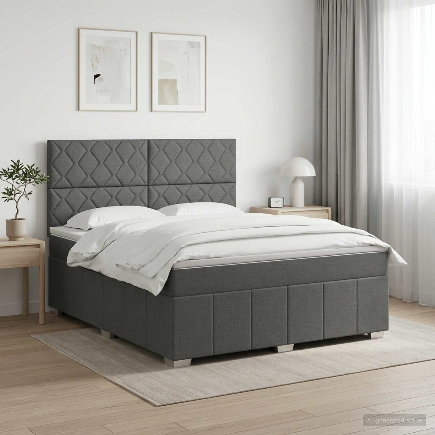vidaXL Κρεβάτι box spring με στρώμα Σκούρο Γκρι 180 x 200 cm Ύφασμα