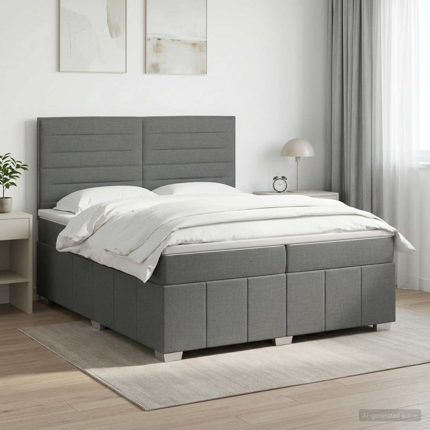 vidaXL Κρεβάτι box spring με στρώμα Σκούρο Γκρι 200 x 200 cm Ύφασμα