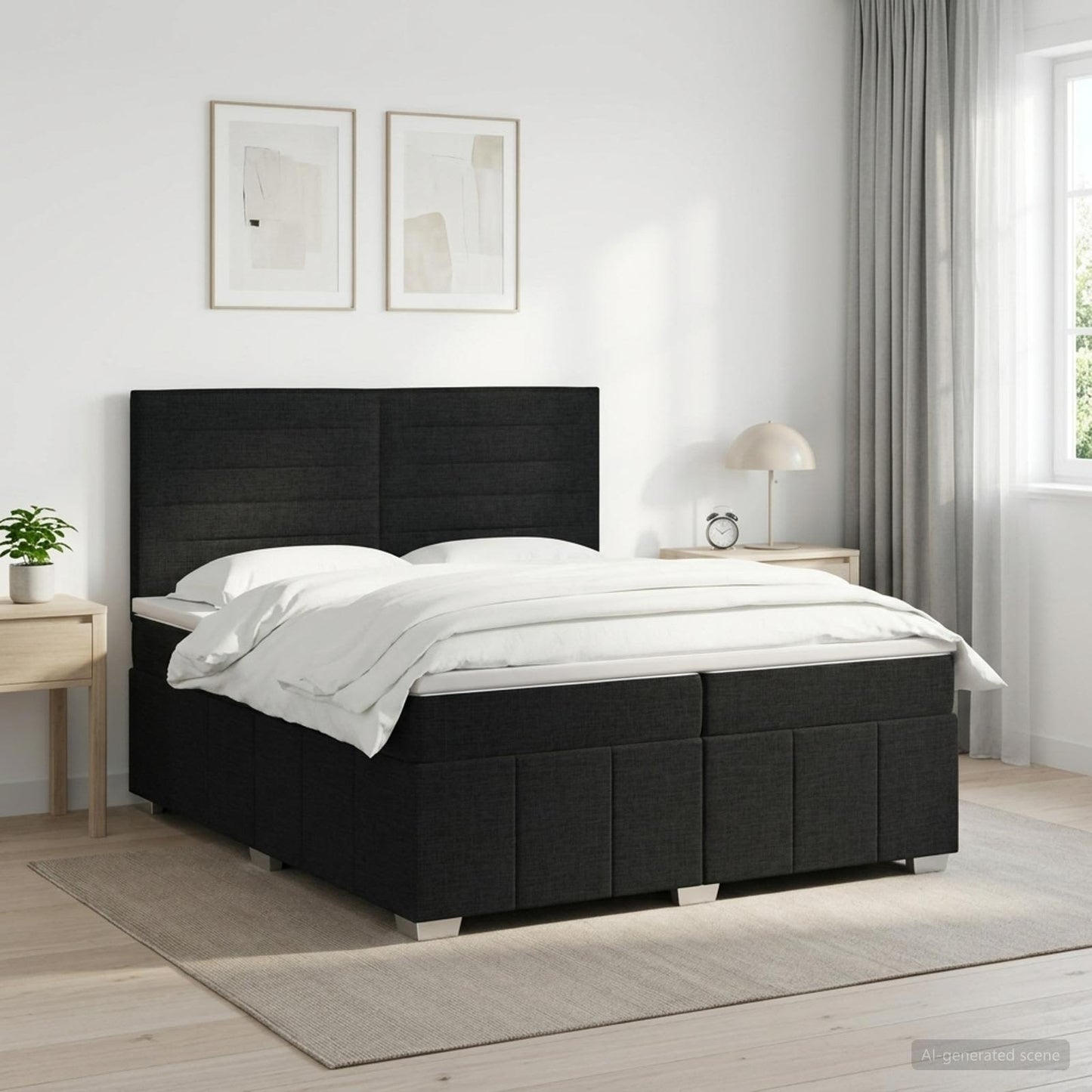 vidaXL Κρεβάτι box spring με στρώμα Μαύρο 200 x 200 cm Ύφασμα