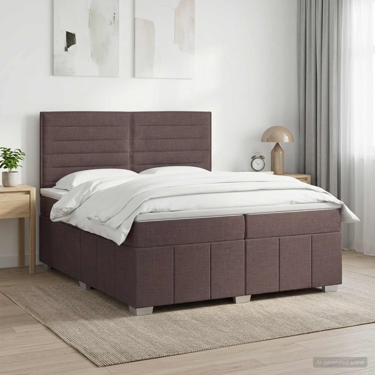 vidaXL Κρεβάτι box spring με στρώμα Σκούρο Καφέ 200 x 200 cm Ύφασμα