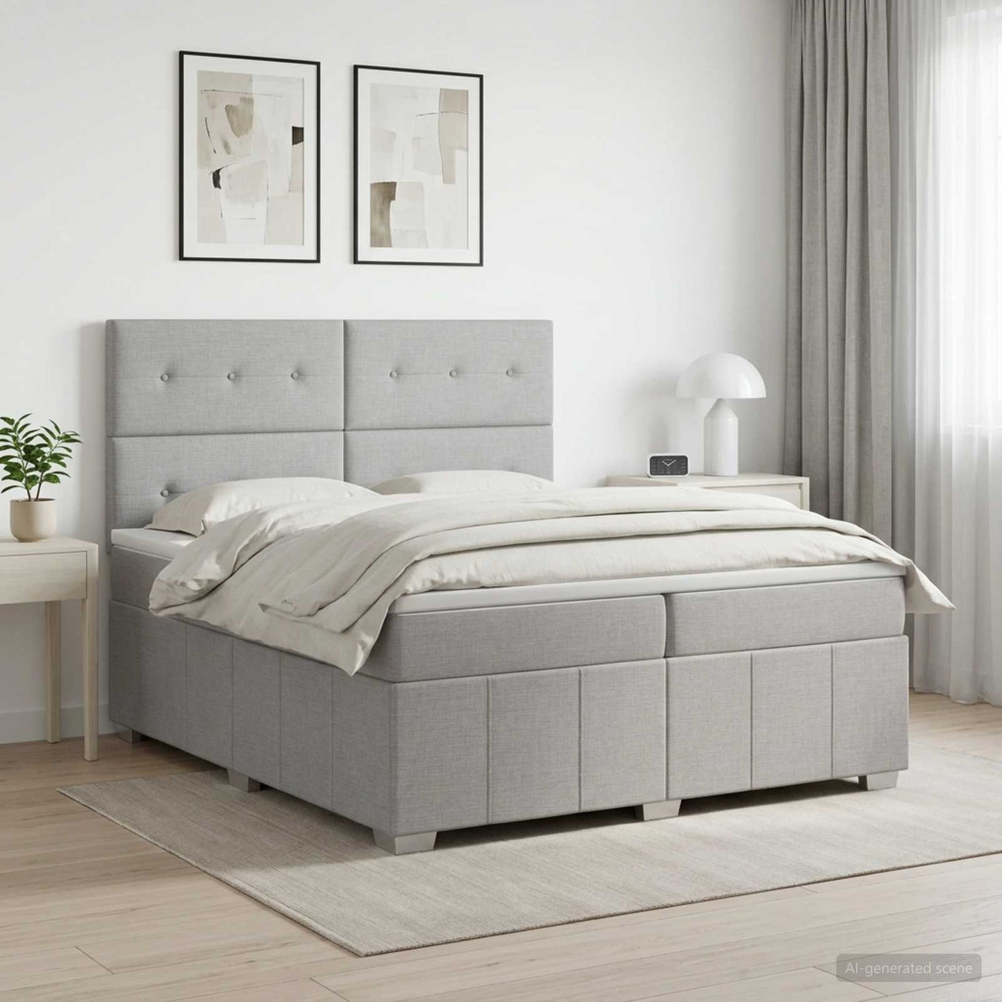 vidaXL Κρεβάτι box spring με στρώμα Ανοιχτό γκρι 200 x 200 cm Ύφασμα