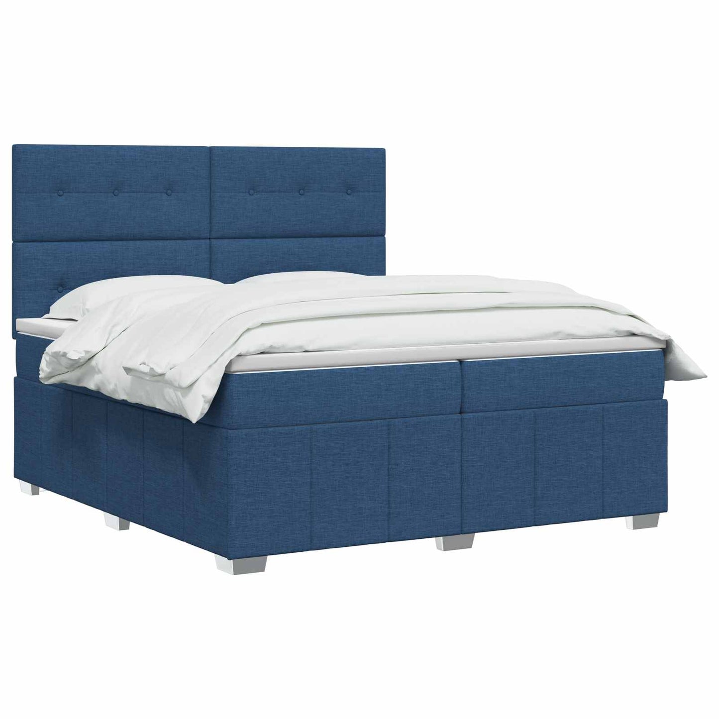 vidaXL Κρεβάτι box spring με στρώμα Μπλε 200 x 200 cm Ύφασμα
