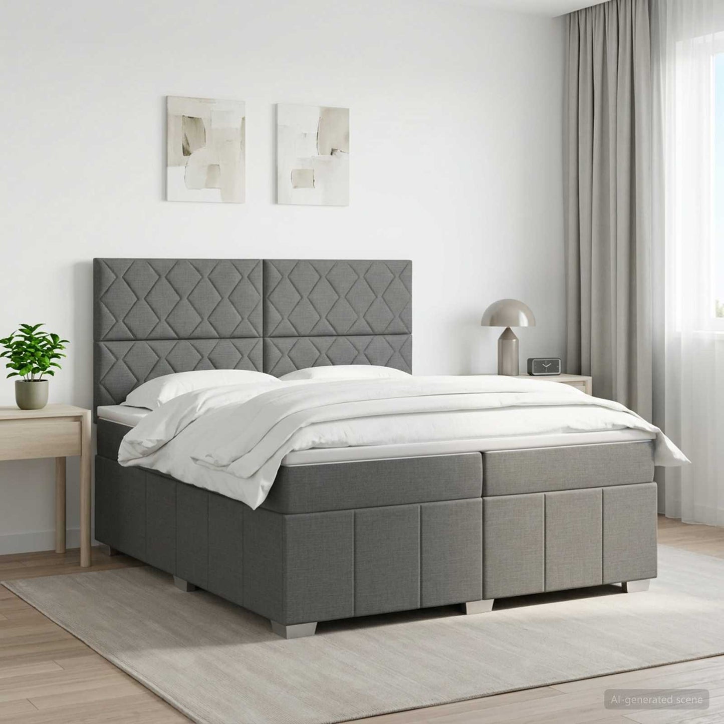vidaXL Κρεβάτι box spring με στρώμα Σκούρο Γκρι 200 x 200 cm Ύφασμα
