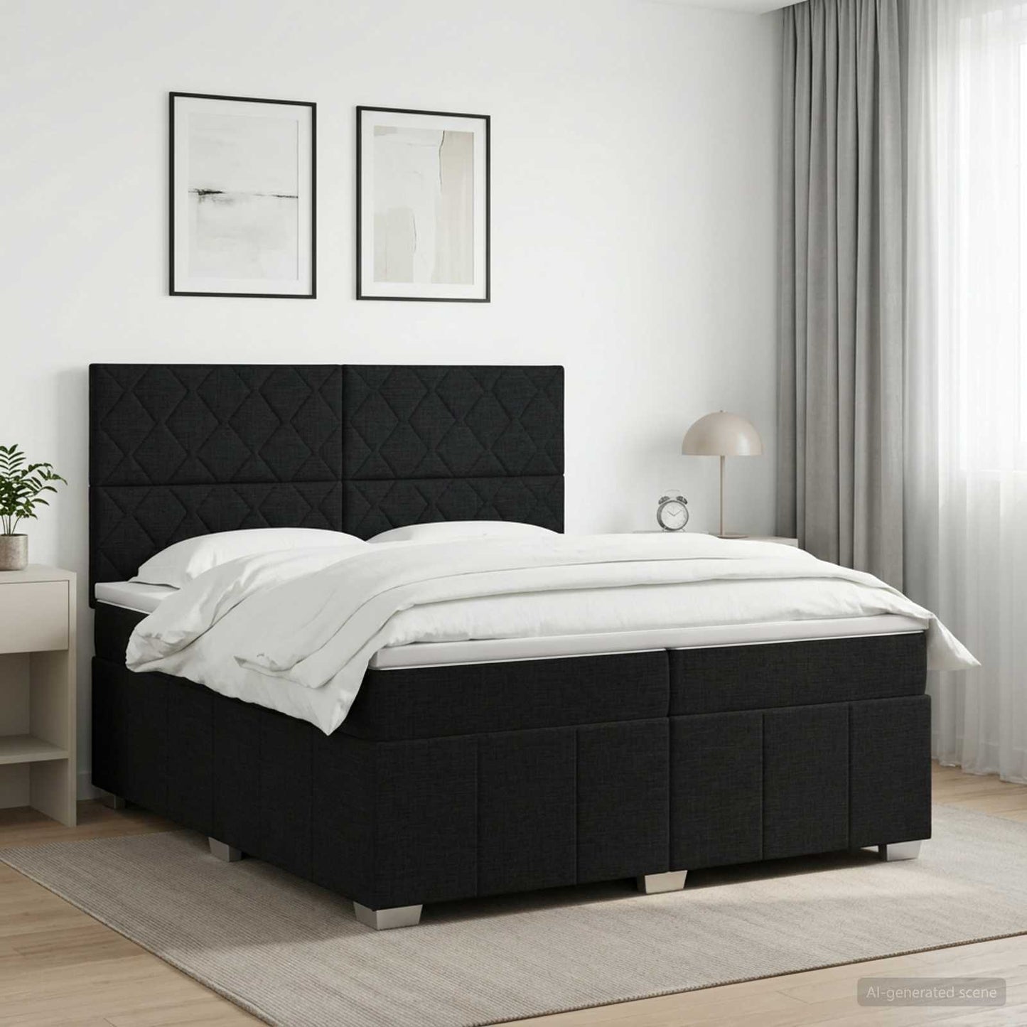 vidaXL Κρεβάτι box spring με στρώμα Μαύρο 200 x 200 cm Ύφασμα