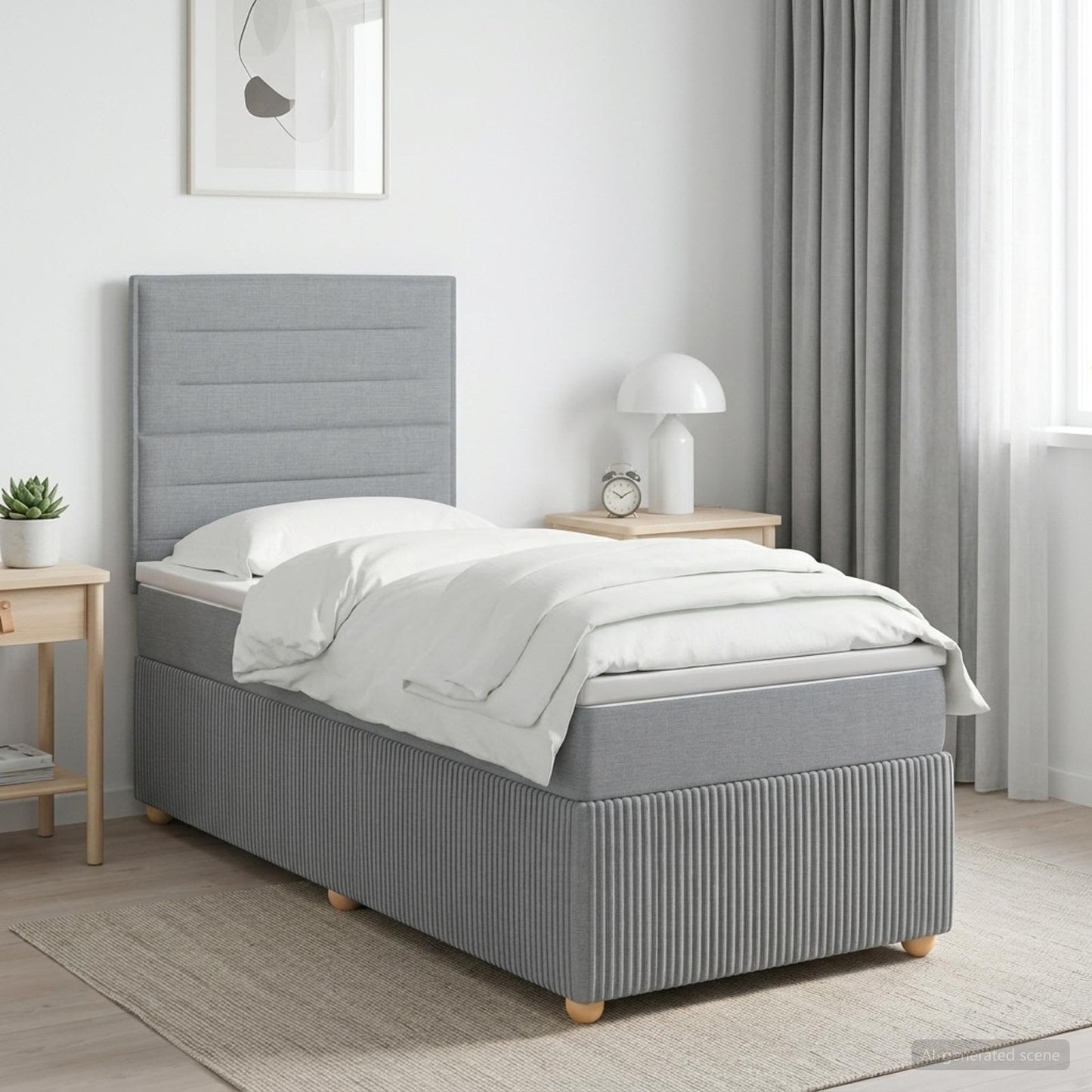 vidaXL Κρεβάτι box spring με στρώμα Ανοιχτό γκρι 90 x 190 cm Ύφασμα