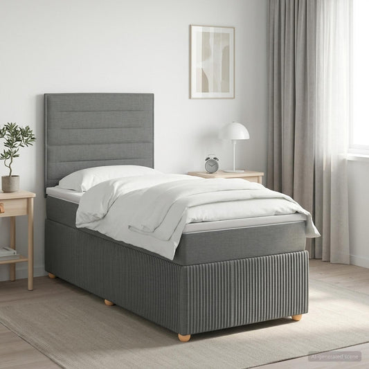 vidaXL Κρεβάτι box spring με στρώμα Σκούρο Γκρι 90 x 200 cm Ύφασμα