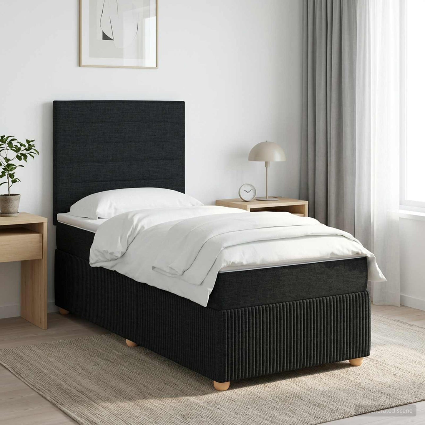 vidaXL Κρεβάτι box spring με στρώμα Μαύρο 100 x 200 cm Ύφασμα
