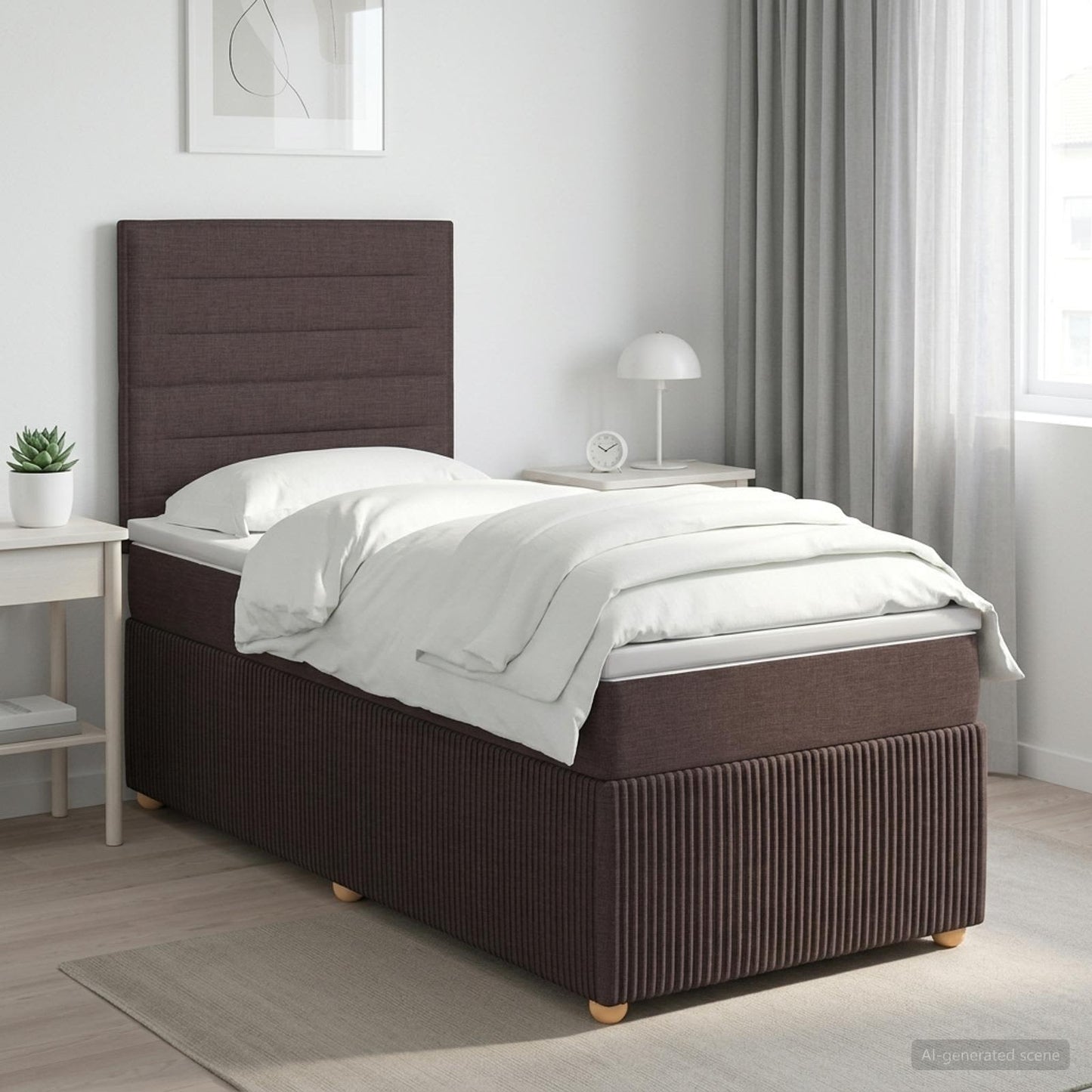 vidaXL Κρεβάτι box spring με στρώμα Σκούρο Καφέ 90 x 200 cm Ύφασμα