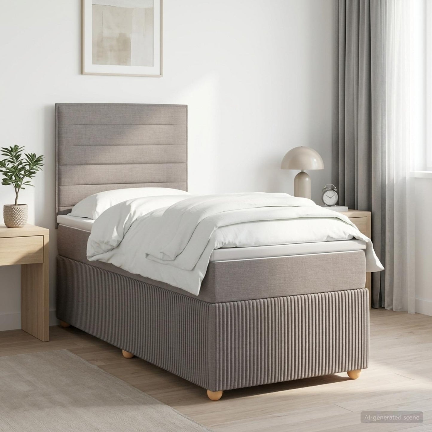 vidaXL Κρεβάτι box spring με στρώμα Taupe 100 x 200 cm Ύφασμα