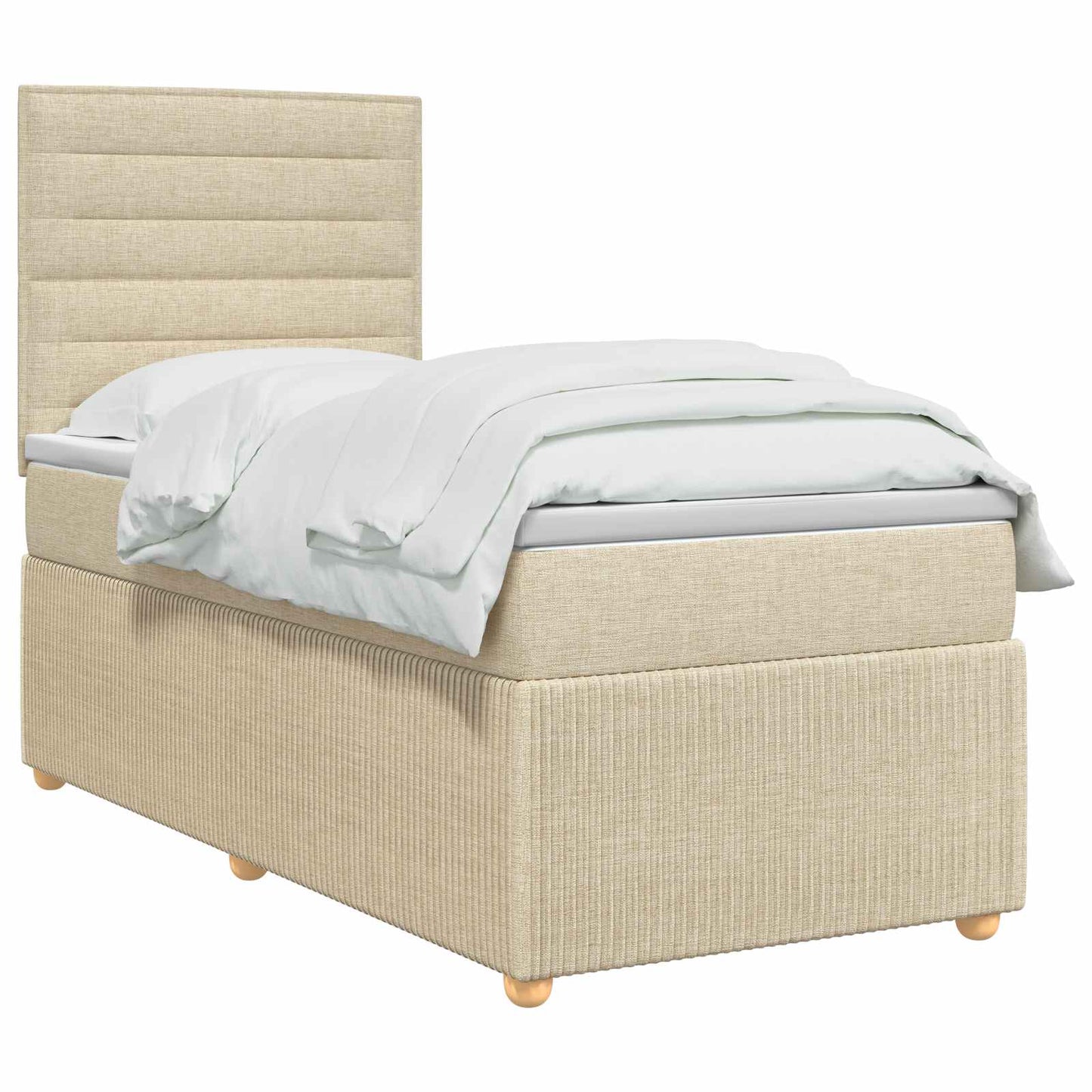 vidaXL Κρεβάτι box spring με στρώμα Κρεμ 80 x 200 cm Ύφασμα