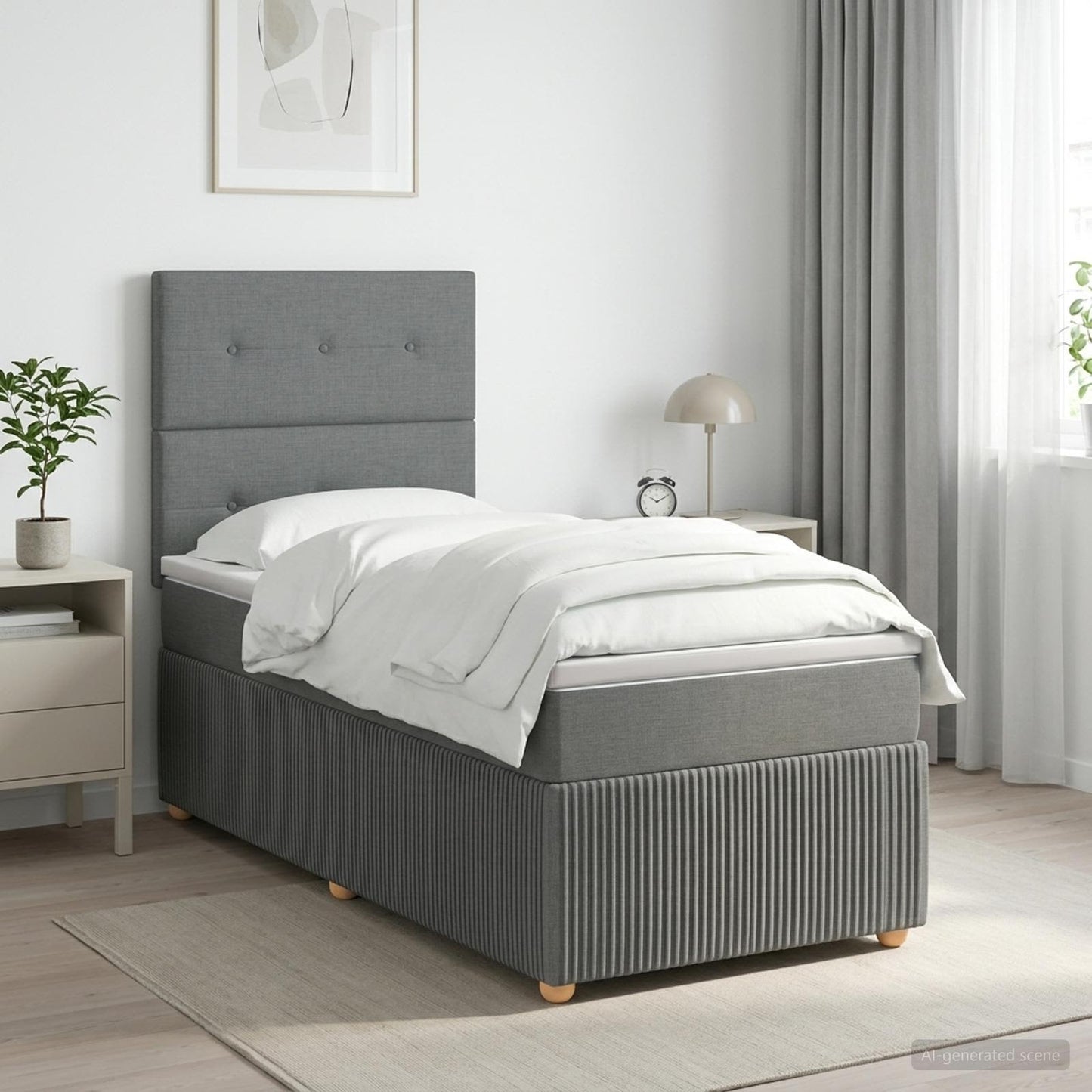 vidaXL Κρεβάτι box spring με στρώμα Σκούρο Γκρι 100 x 200 cm Ύφασμα
