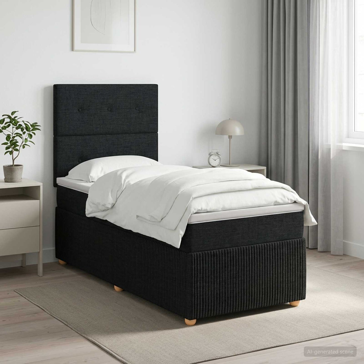 vidaXL Κρεβάτι box spring με στρώμα Μαύρο 100 x 200 cm Ύφασμα