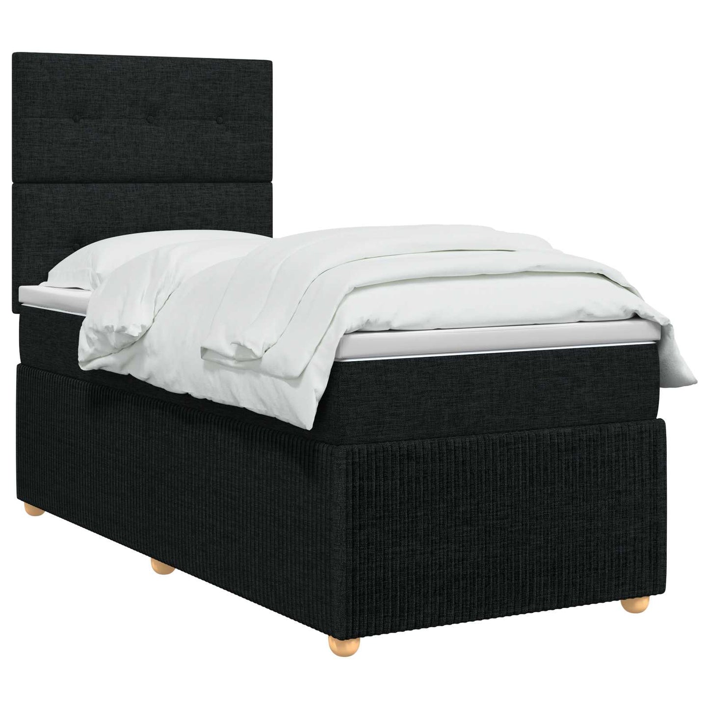vidaXL Κρεβάτι box spring με στρώμα Μαύρο 80 x 200 cm Ύφασμα