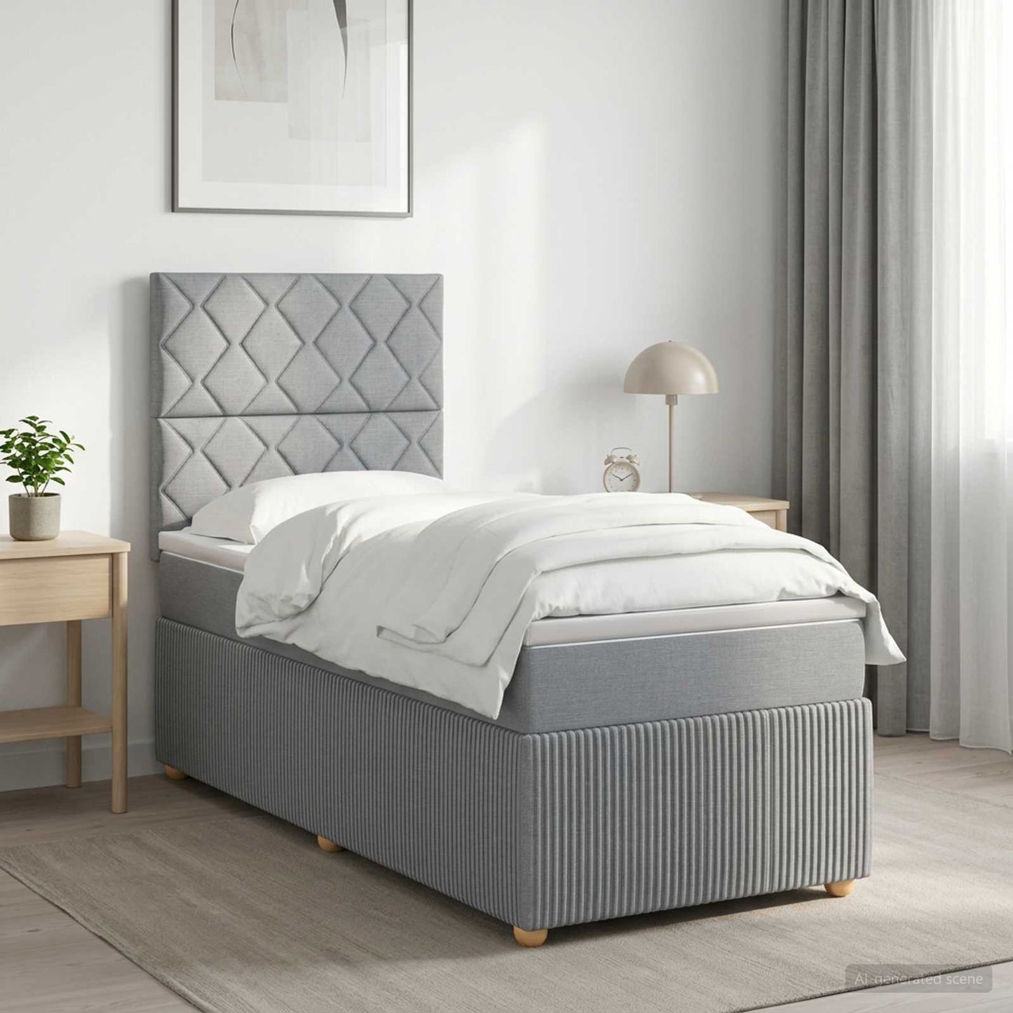 vidaXL Κρεβάτι box spring με στρώμα Ανοιχτό γκρι 90 x 200 cm Ύφασμα