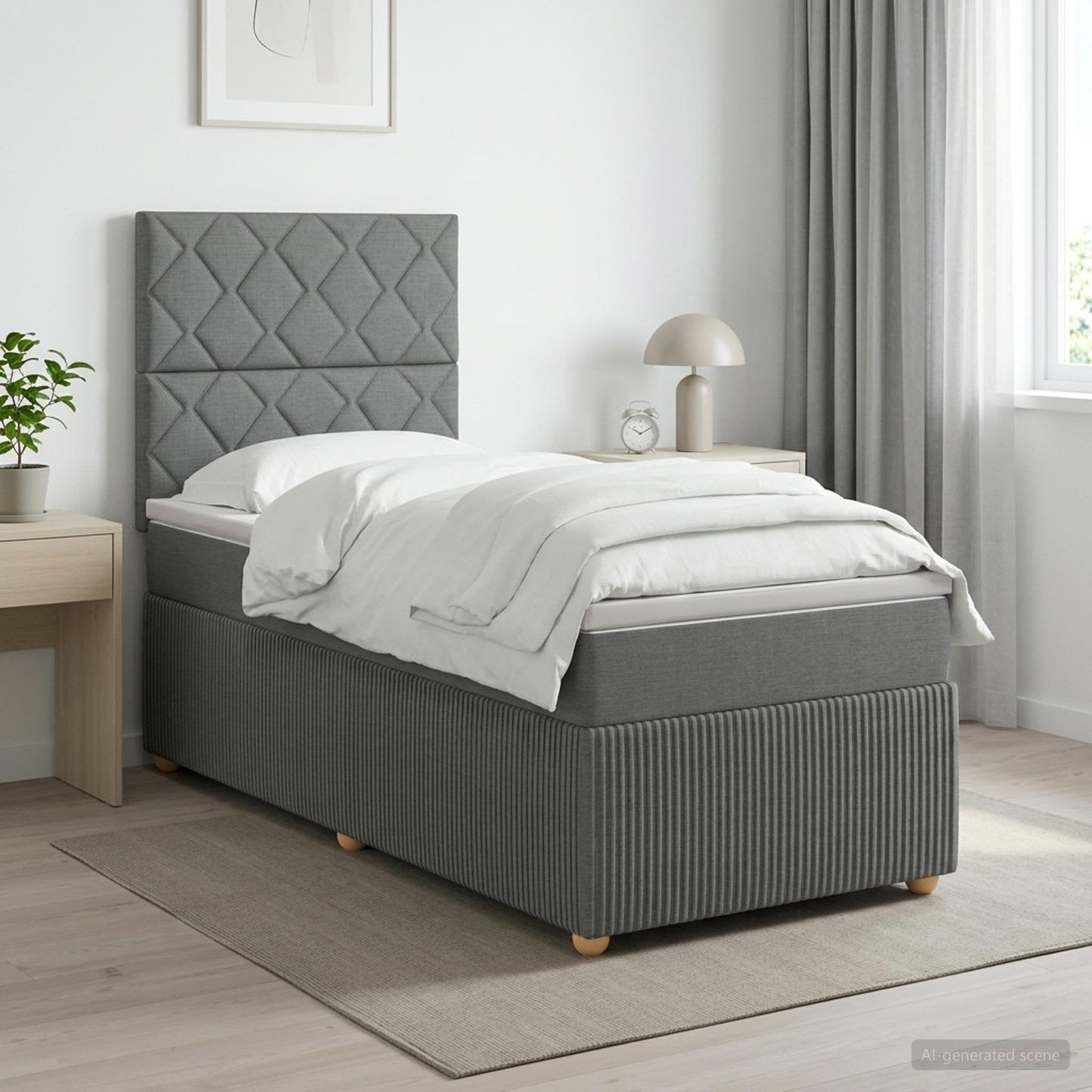 vidaXL Κρεβάτι box spring με στρώμα Σκούρο Γκρι Μονό Ύφασμα