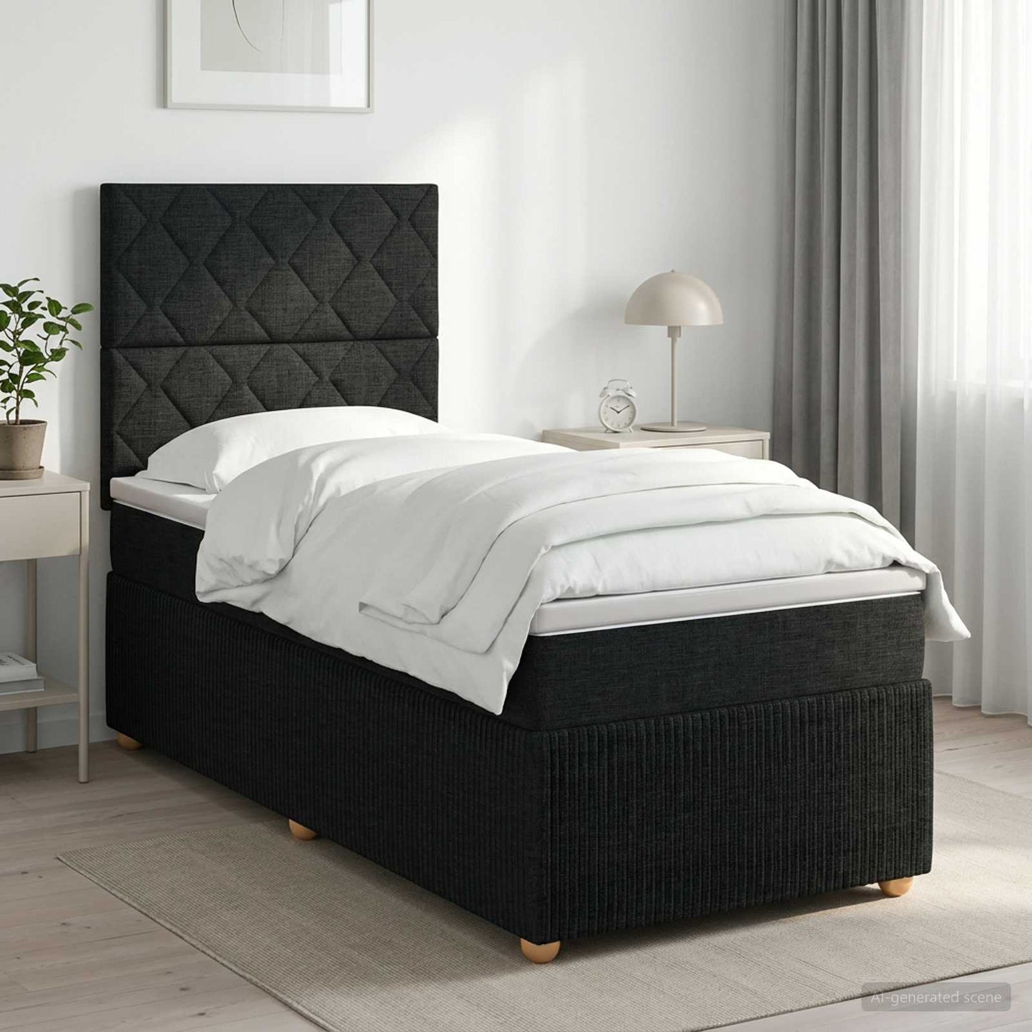 vidaXL Κρεβάτι box spring με στρώμα Μαύρο 80 x 200 cm Ύφασμα