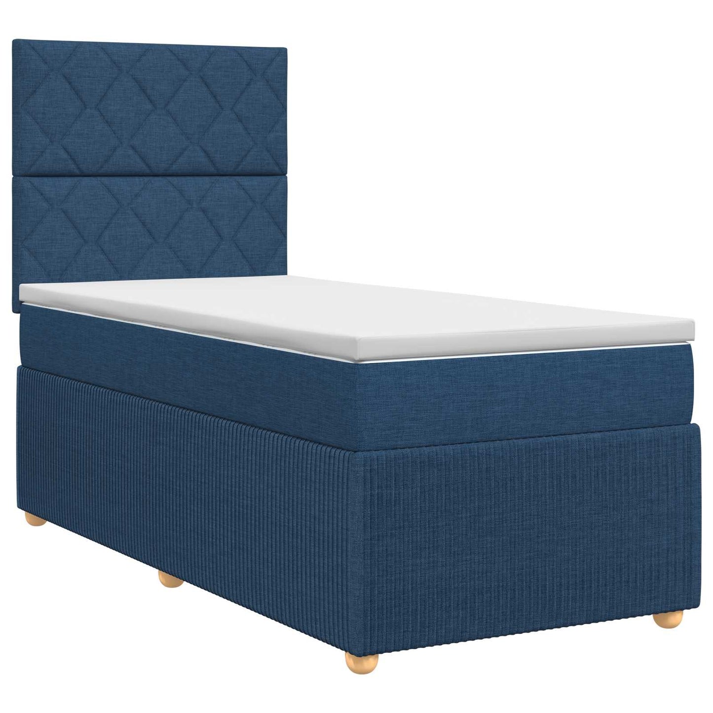 vidaXL Κρεβάτι box spring με στρώμα Μπλε 90 x 190 cm Ύφασμα