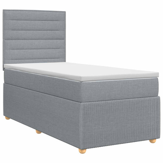 vidaXL Κρεβάτι box spring με στρώμα Ανοιχτό γκρι 90 x 200 cm Ύφασμα