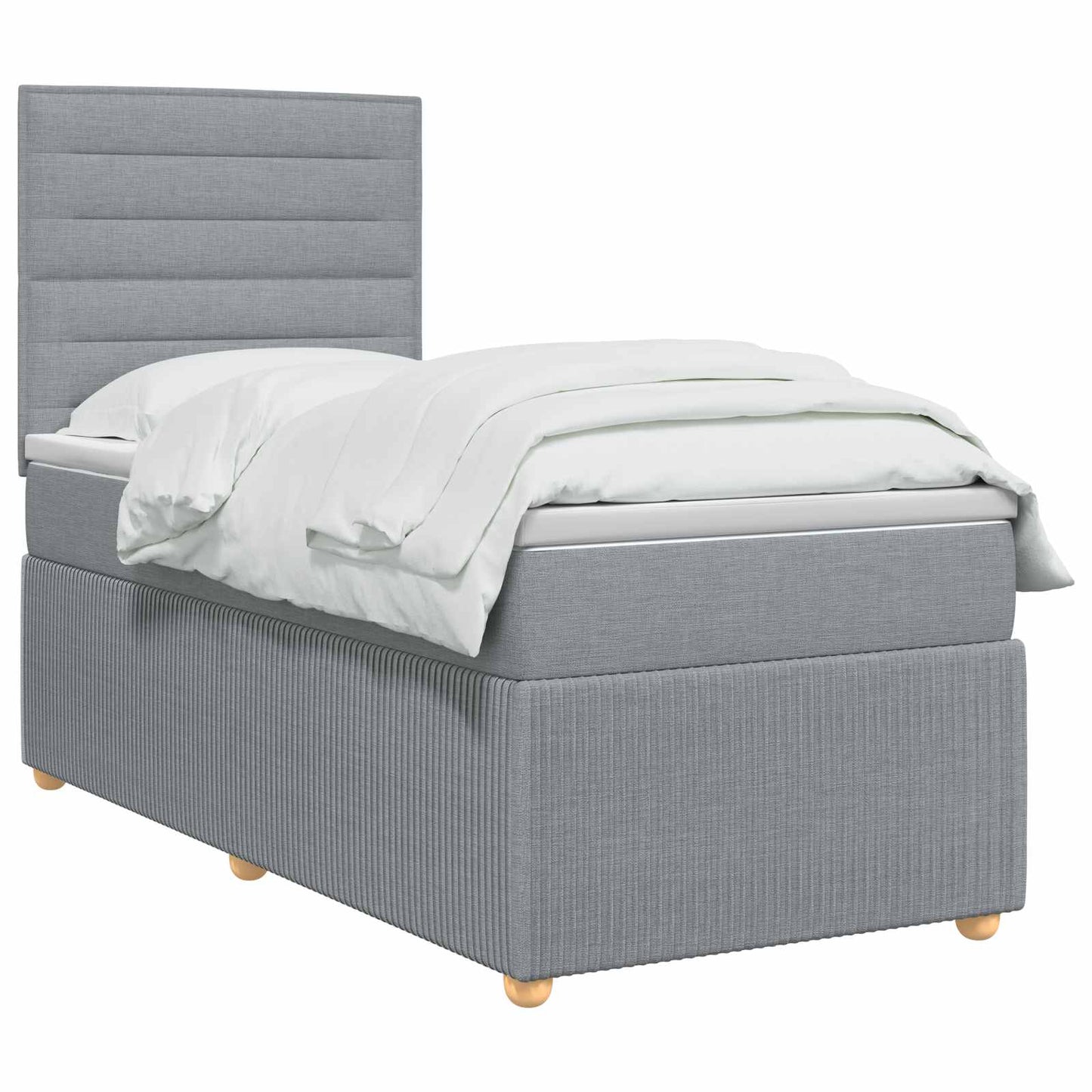 vidaXL Κρεβάτι box spring με στρώμα Ανοιχτό γκρι 90 x 200 cm Ύφασμα