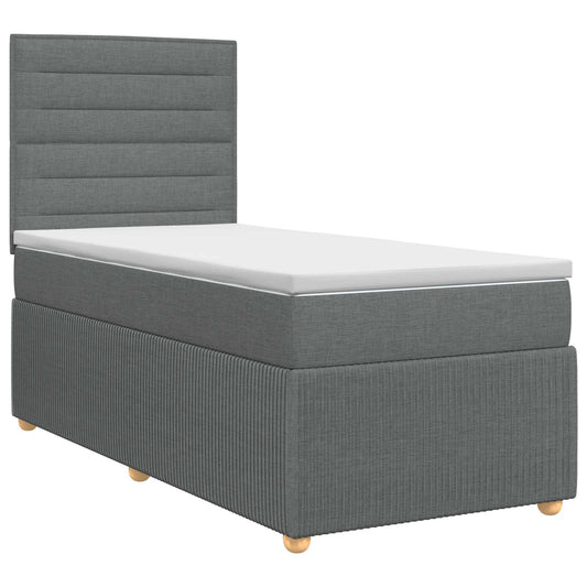 vidaXL Κρεβάτι box spring με στρώμα Σκούρο Γκρι 90 x 200 cm Ύφασμα