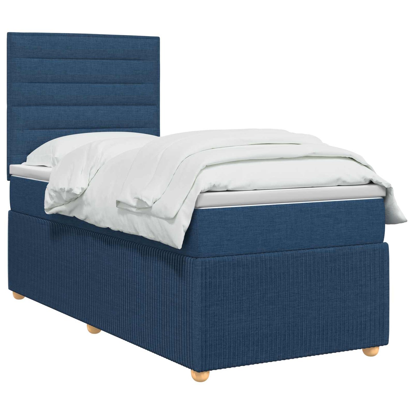 vidaXL Κρεβάτι box spring με στρώμα Μπλε 90 x 200 cm Ύφασμα